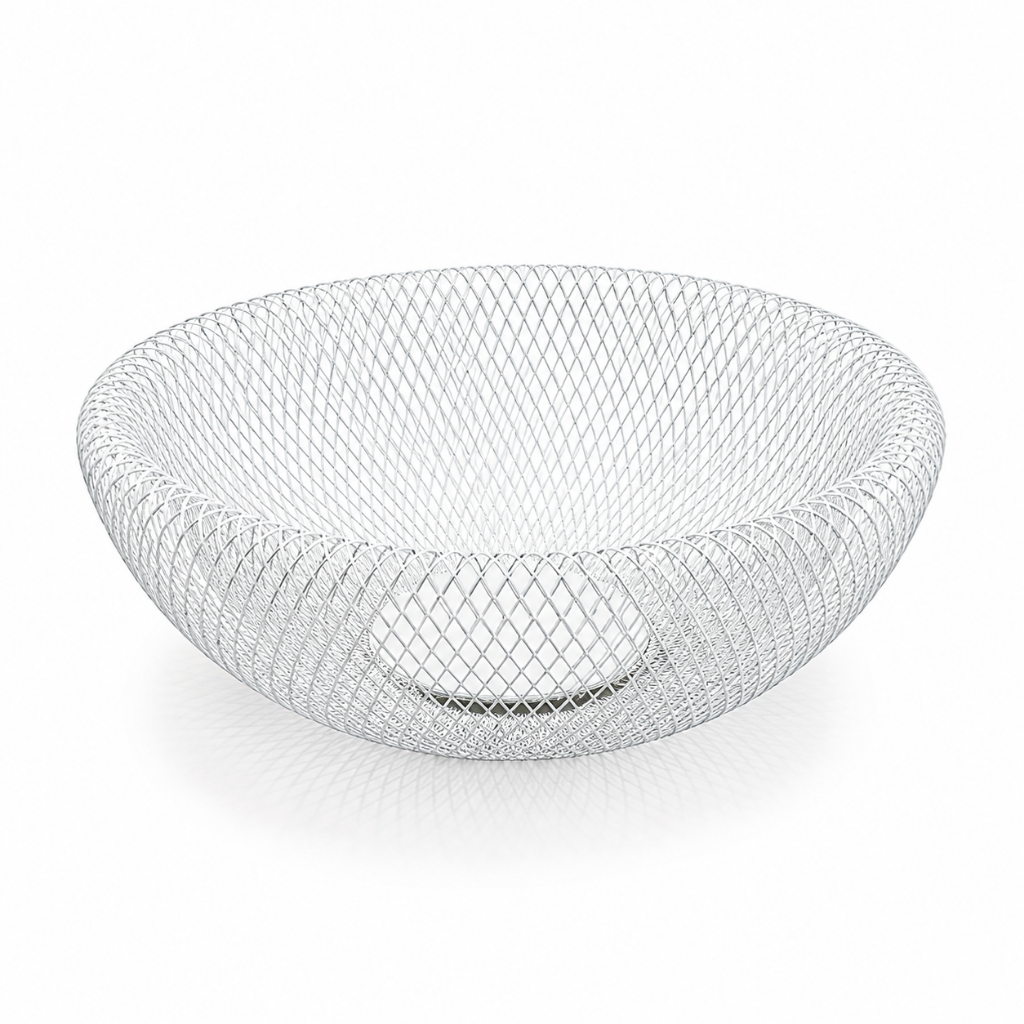 Cesto Fruteira Organizador De Fruta 25cm Fruteira de Mesa Branca em Metal Aramado Redondo Resistente
