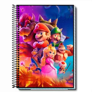 Caderno Escolar Universitário super mario Capa Dura Personalizado , capa dura com espiral , 01 a 20 Matérias , capa 2026
