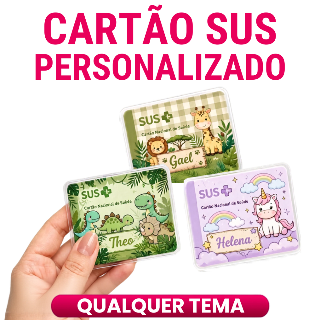 Cartão do SUS Personalizado com foto ou tema Plastificado Infantil e Adulto | Tema à Escolha