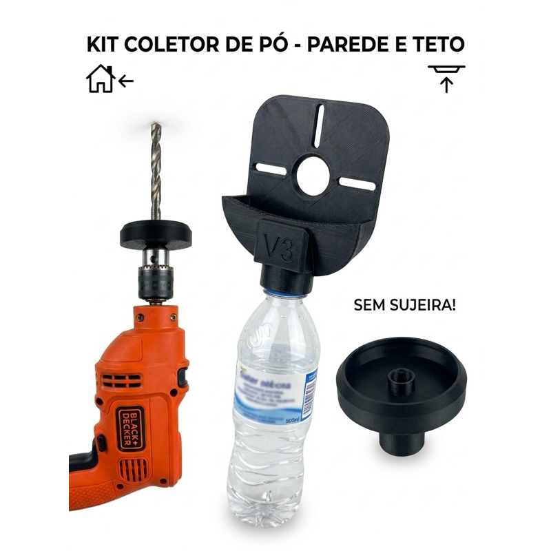 Kit Coletor de Pó para Furadeira – Parede e Teto 2 em 1