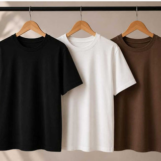 Kit 3 Camisetas Básicas 100% Algodão Blusa Unissex Lisa Confortável Camisa Dia a Dia Trabalho Casual
