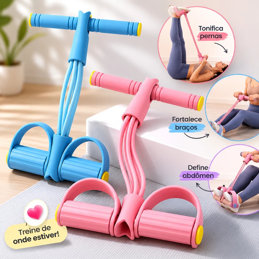Elástico Extensor com Pedal Fitness Musculação Pilates Treino Funcional Fortalecimento Muscular