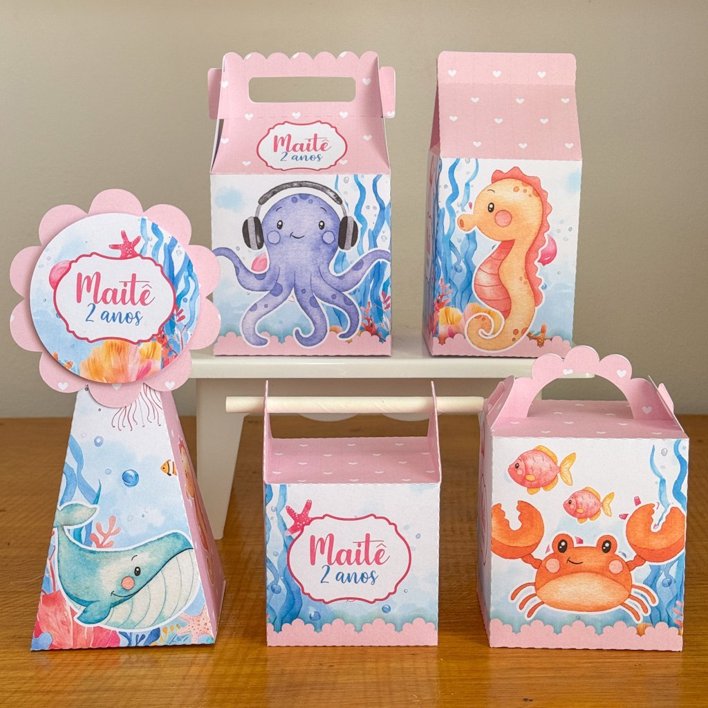 caixinhas personalizadas fundo do mar menina para aniversário lembrancinhas