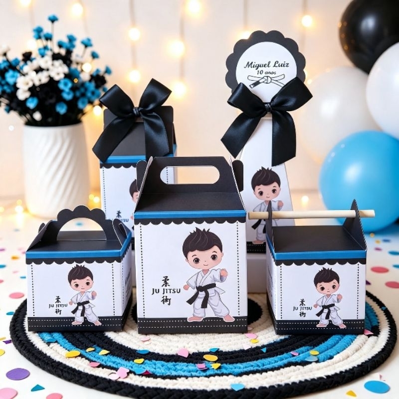 (PEGUE E MONTE) - Caixinhas Personalizadas Jiu-Jitsu Menino aniversário/ Kit Lembrancinhas Festa