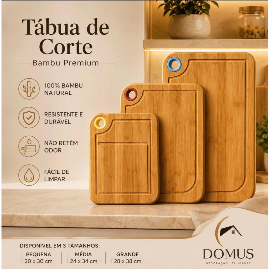 Tábua De Corte Bambu Carne Legume Premium Cozinha Churrasco Resistente Com Alça Silicone