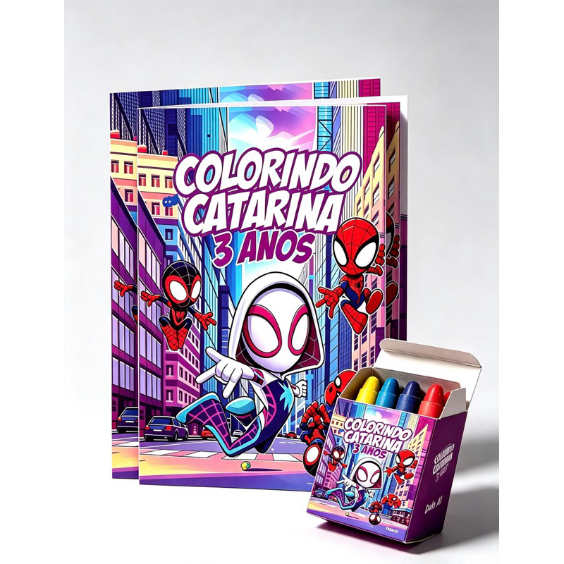 Livro de Colorir Personalizado do Homem Aranha Menina- Lembrancinha Infantil- Festa Menina-Brinde Criativo