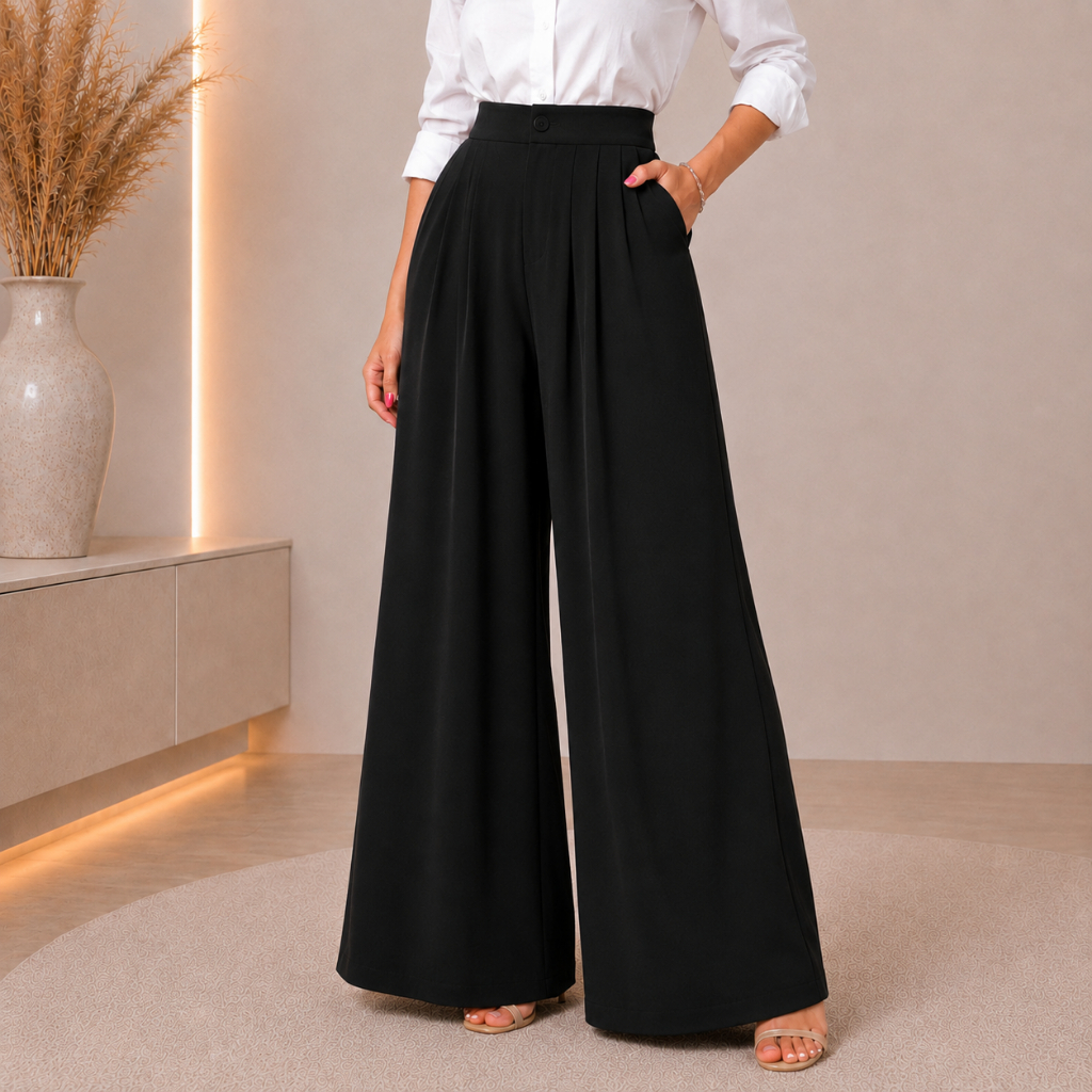 Calça Feminina Pantalona Flare Duna Wide Leg Cintura Alta Para Trabalho e Evento Larga PaoGG