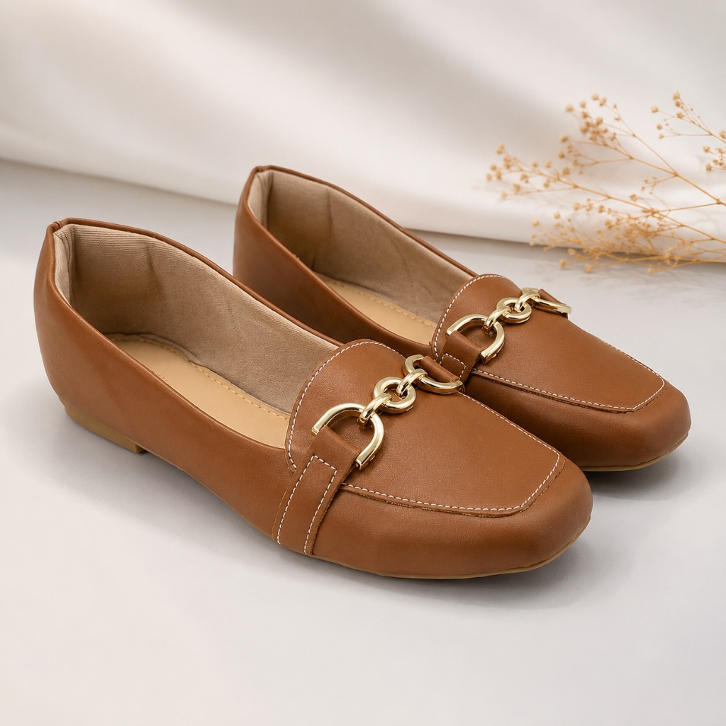 Sapatilha Mocassim Caramelo Feminino Bico Quadrado Elegante Confortável Sapato Feminino Casual para Mulheres 34 ao 40