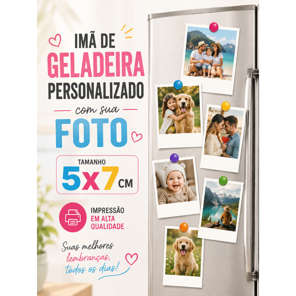 Ímã de Geladeira Personalizado 5x7cm | Lembrancinha Festa Infantil, Aniversário, Alta Qualidade Laminado!