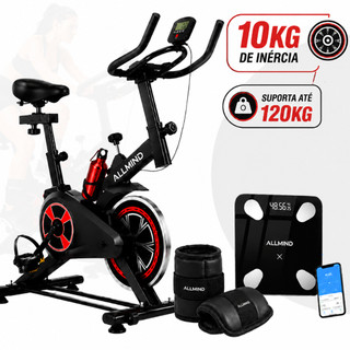 Bicicleta Ergometrica Profissional Bike Spinning 10kg Inercia Bicicleta Fitness Com Balança E Caneleira