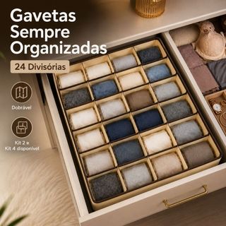 Colmeia Organizadora de Gaveta Dobrável com 24 Divisórias para Organização de Gavetas