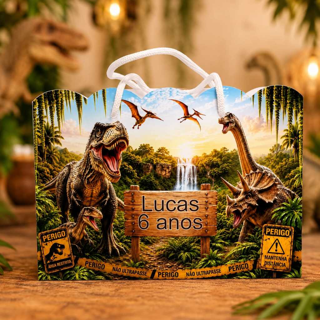 Sacola Nuvem Personalizada DINOSSAURO / JURASSIC - PEGUEeMONTE - Lembrancinha -Decoração-Festa