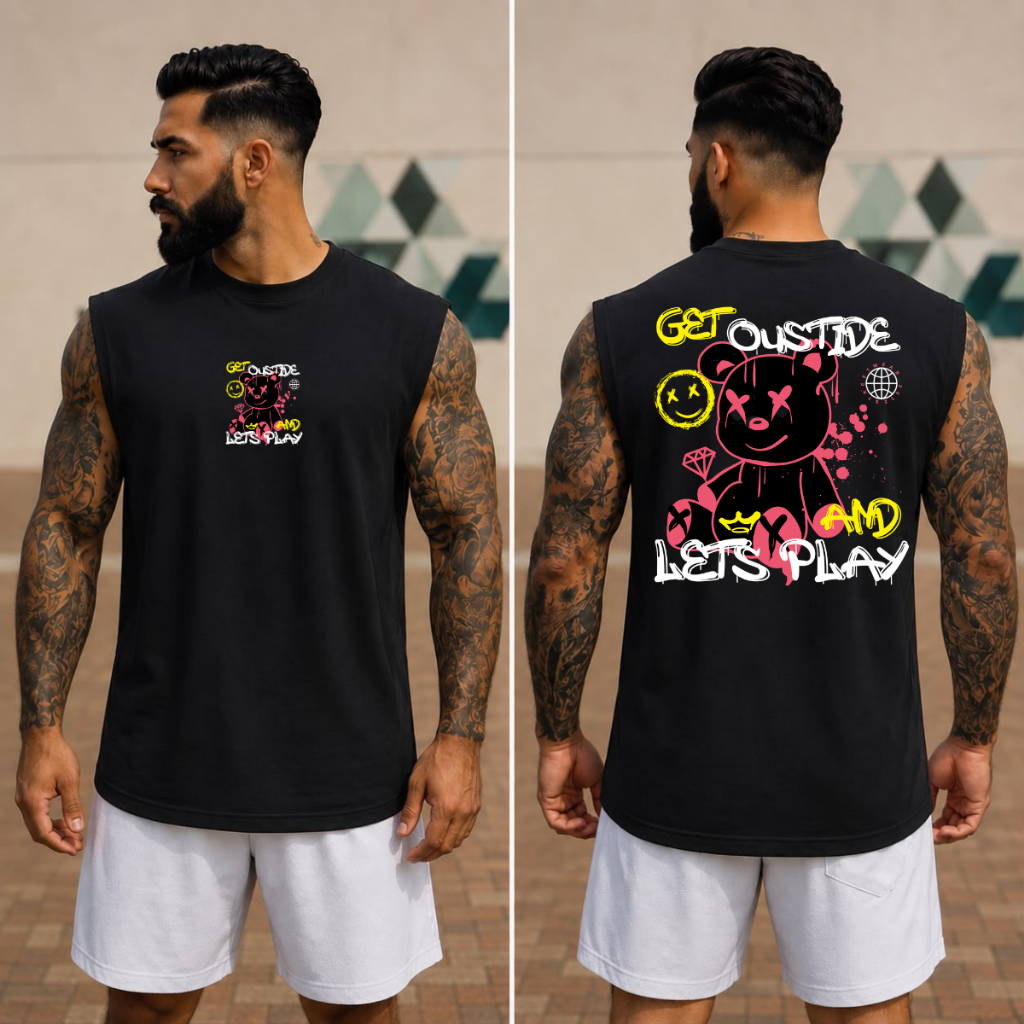 Camiseta Regata Estampada Masculina Machão Streetwear Cavada Blusa Oversized Casual 100% Algodão Urbana Conforto Premium