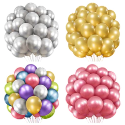Kit 50 Balões Metalizados Cromados 10 Polegadas-Decoração Para Festas e Aniversário