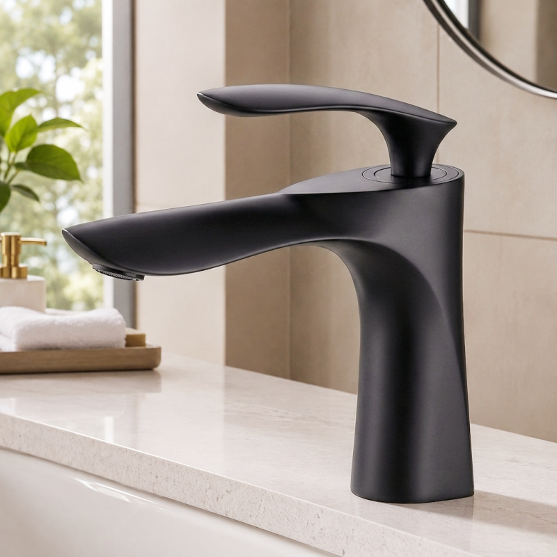YESOP Torneira Banheiro Monocomando Misturador Fosco Preto Luxo Para Lavatório 1