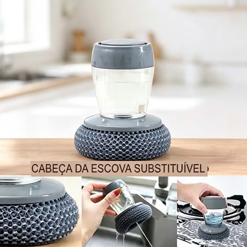 Escova de Louça/Panela De Aço com Dispenser Recipiente para Detergente Fogão Cozinha Limpeza Esponja