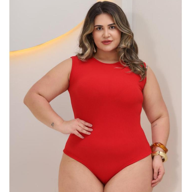 Body Blusa Feminina Regata Gola Redonda Plus Size Canelado Premium Moda Casual GG G1 G2