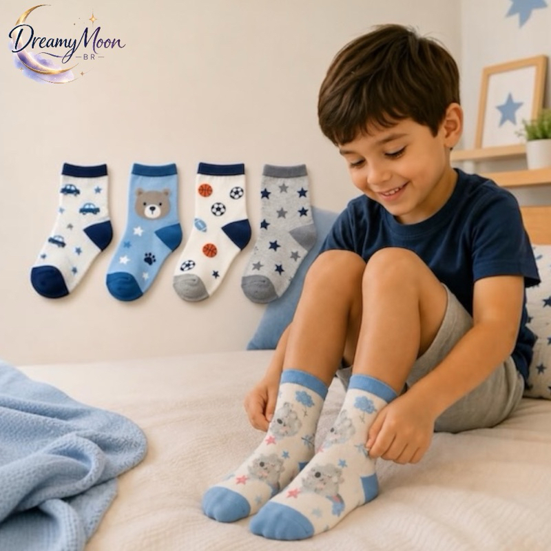 Kit até 18 Pares Meia Infantil  Menino Estampadas Criança Masculino 0 A 10 Anos Premium