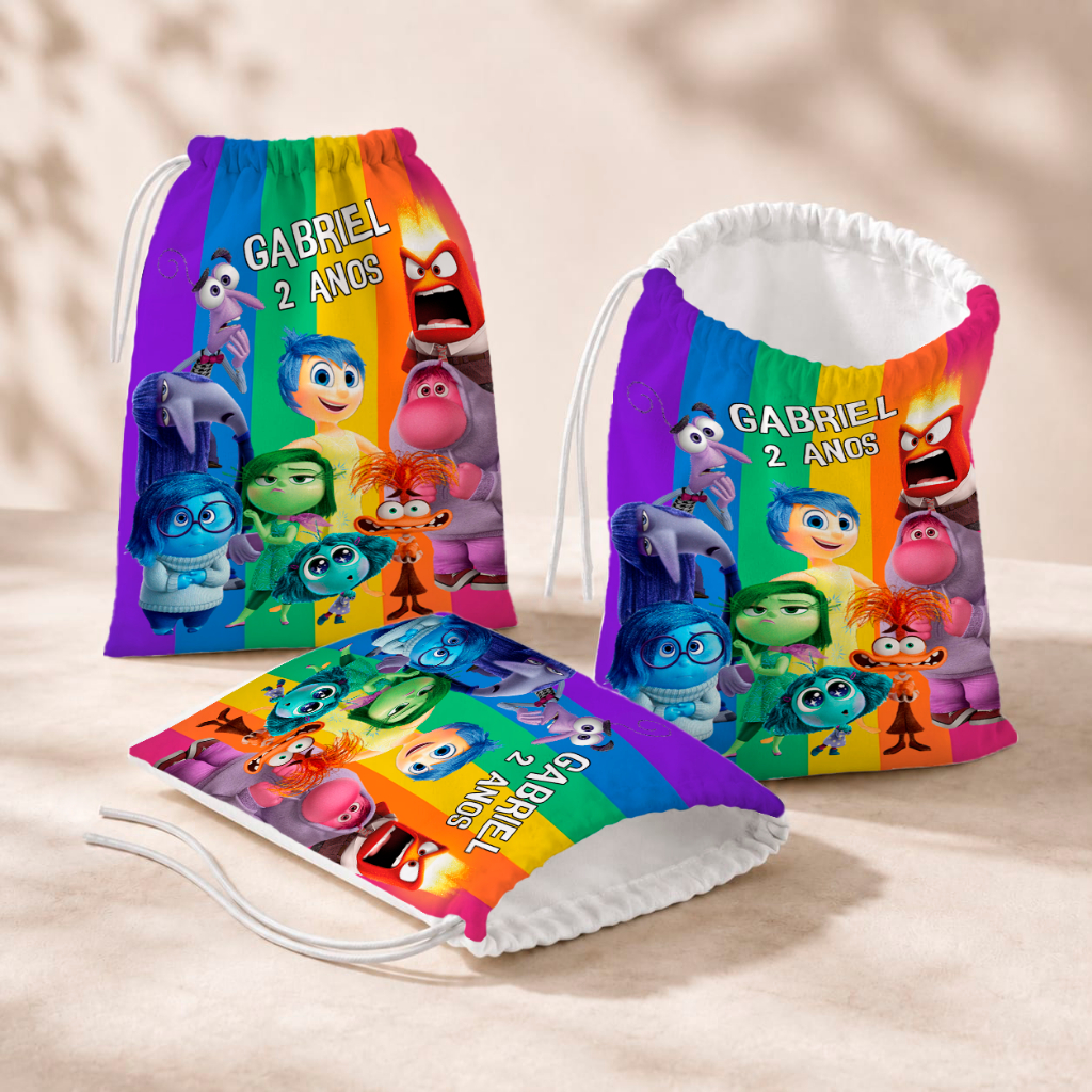 20 Sacolinhas Personalizada Festa Infantil 18x26 Aniversário Lembrancinha Divertida Mente Divertidamente M1