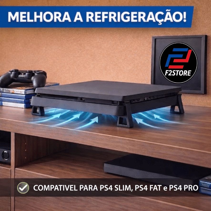 Kit Suporte Playstation Ps4 Pro Fat Slim Horizontal Pezinho Ps4 Pro Fat Slim