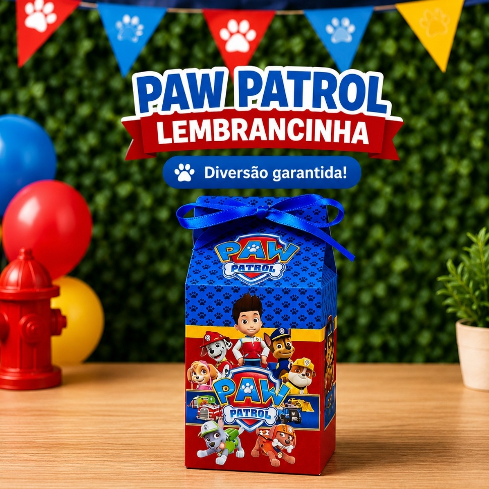 Caixinha Milk Patrulha Canina Personalizada Lembrancinha Festa Infantil Caixa Surpresa Aniversário Caixa para Doces Kit