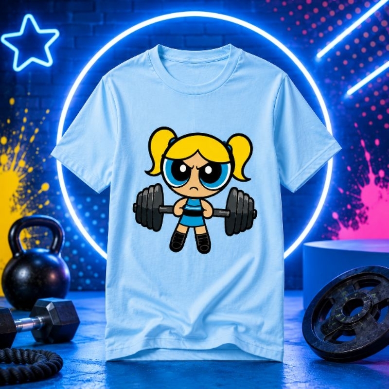 Camiseta Lindinha Academia Meninas Super Poderosas 100% Algodão Camisa Treino Gym Streetwear Unissex Blusa Maromba