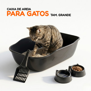 Caixa de Areia Grande Enorme Alta Luxo Bandeja Higiênica para Gatos Pets Inteligente