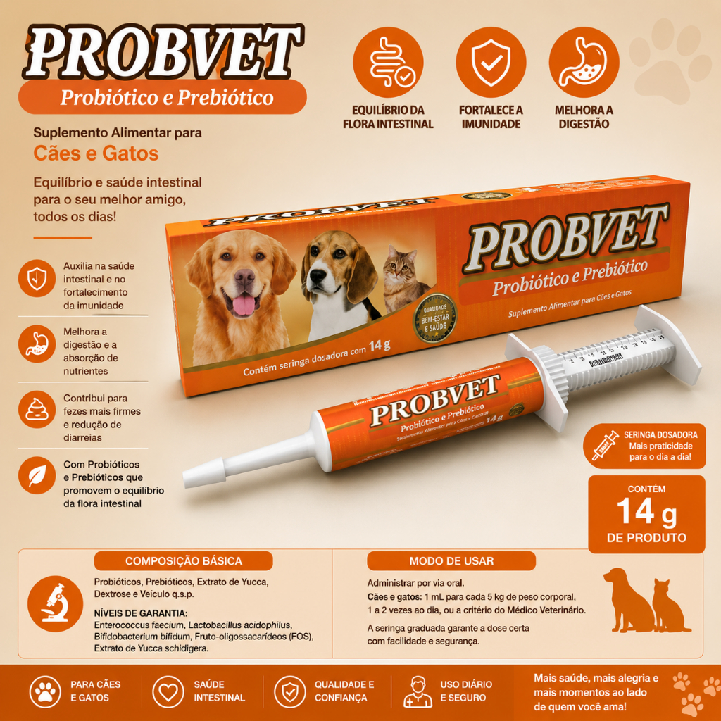 PROBVET 14GR PROBIOTICO E PREBIOTICO - USO VET