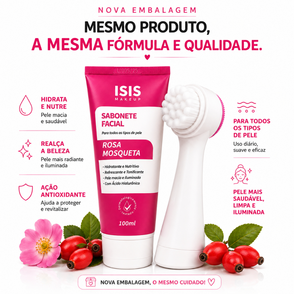 Kit 2 Itens Sabonete Facial com Escova facial - Limpeza Profunda, Controle da Oleosidade e Skincare