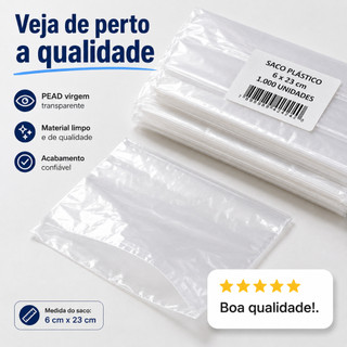 1.000 Saquinhos 6x23 Saco Plastico P/ Talher Geladinho Sacole Geladão