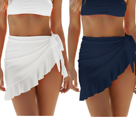 Saida Praia Saia Envelope Pareo Moda Feminina Elegante Lisa Curta Pareo Amarrar Confortavel 2810pai