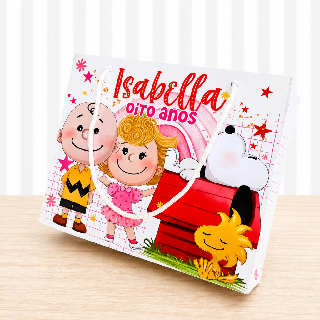 Sacolinha G Snoop rosa Personalizada para Festa Infantil - sacolinha snoop menina - Lembrancinha de Aniversário.