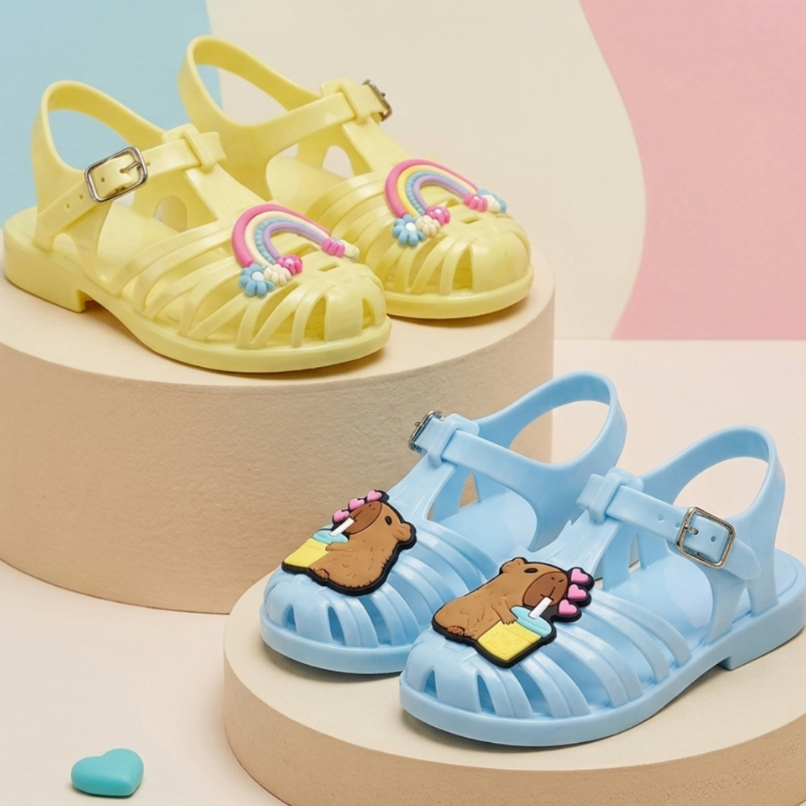 Kit 2 Sandália Infantil Menina Estampada Delicada Confortável e Flexível Verão