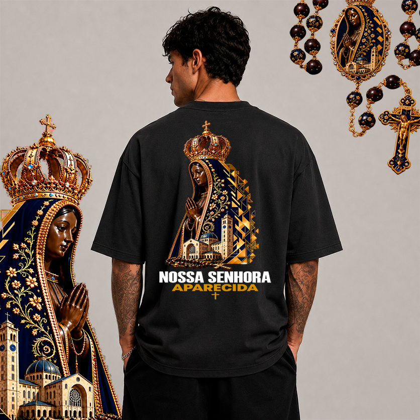 LANÇAMENTO: Camiseta Streetwear "Nossa Senhora Aparecida" - 30.1 Algodão, Estampa Elegante e Visual Imponente