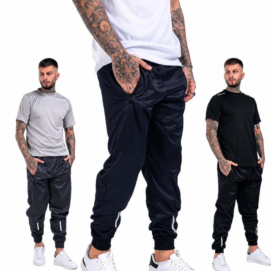 Calça Moletom Masculina Adulto Chimpa Flanelada com Zíper e Detalhe Refletivo – Esportiva, Quentinha e Confortável