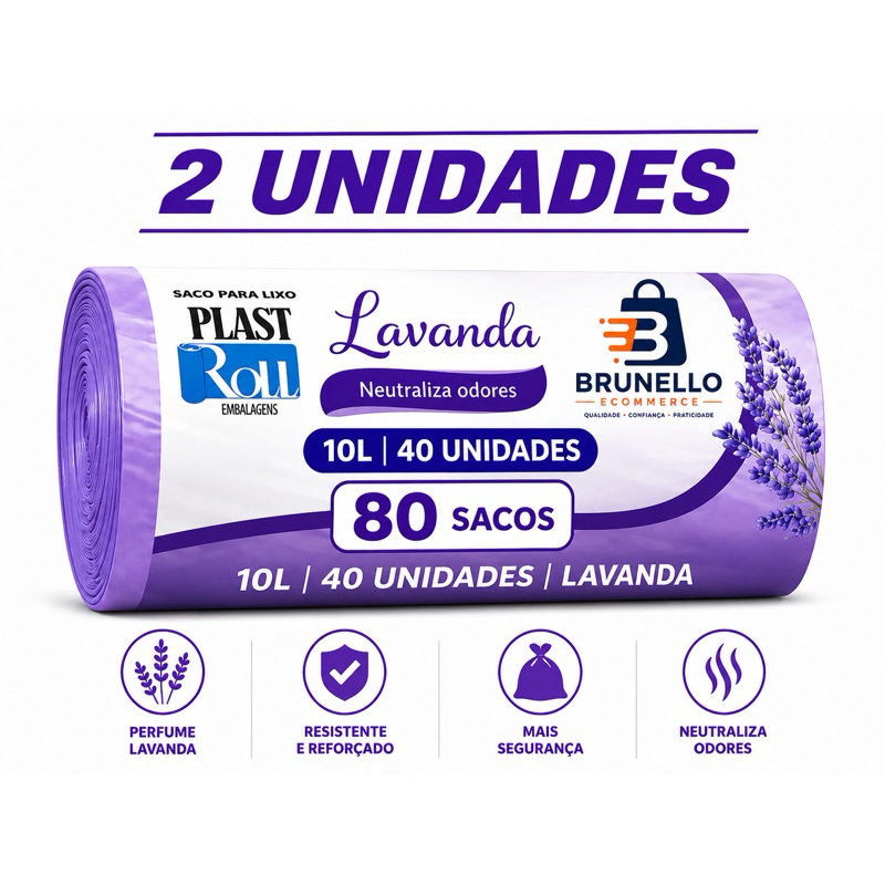 Saco de Lixo 10L Perfumado Lavanda Pia Banheiro Cozinha Multiuso Anti Odor Reforçado Alta Resistência