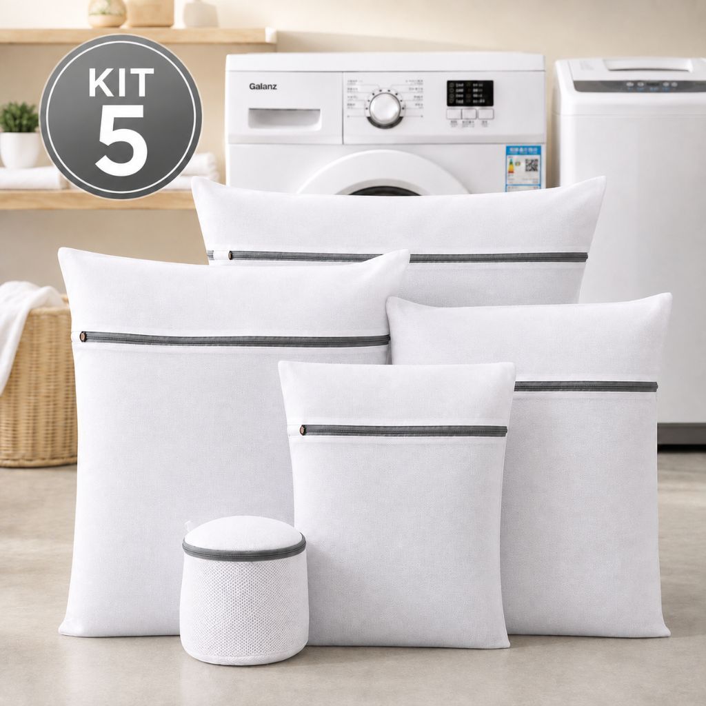 KIT 5/6 Sacos Lavar Roupa Tenis Protege Sutiã Anti Bolinhas Pelo Cachorro Gato Proteção Maquina Lava