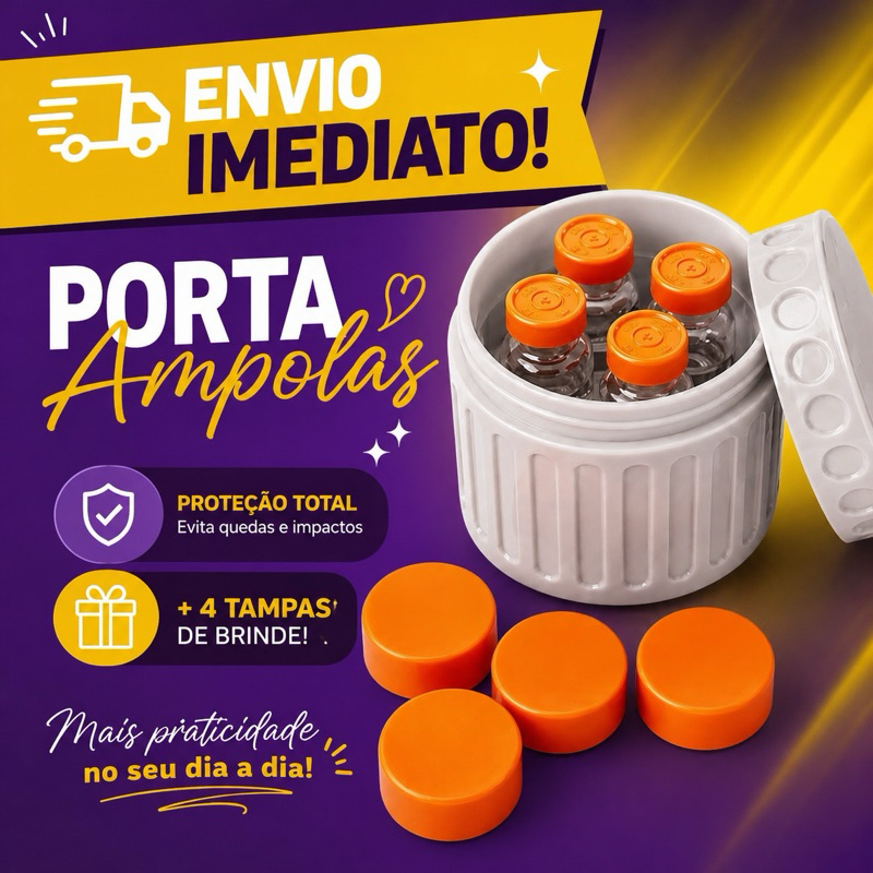 Porta Ampola 3ml Tirze 4 Espaços Case Rígido Compacto Organizador para Transporte