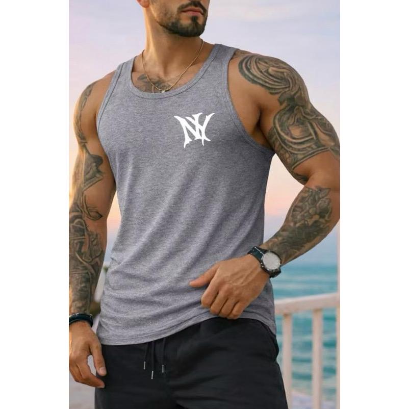 Regata Masculina NY Básica Estampada Casual Streetwear Academia Verão Confortável P ao GG