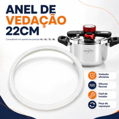 Anel de Vedação 22cm para Panela de Pressão 4L 6L 7L 8L Silicone Branco Borracha de Reposição