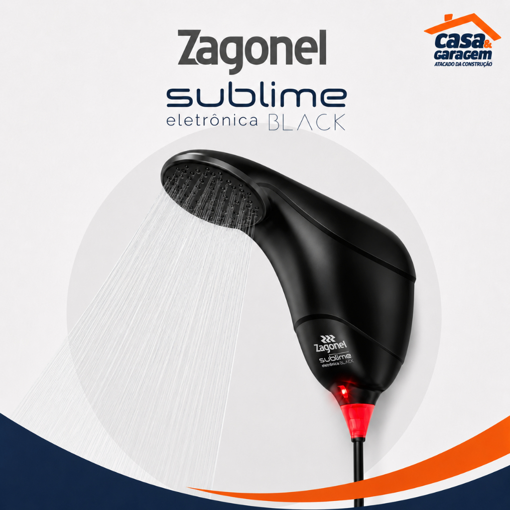 Chuveiro Ducha Sublime Eletrônica Preto 5500W 110V Zagonel
