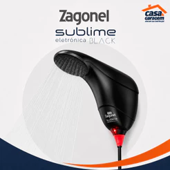Chuveiro Ducha Sublime Eletrônica Preto 5500W 110V Zagonel