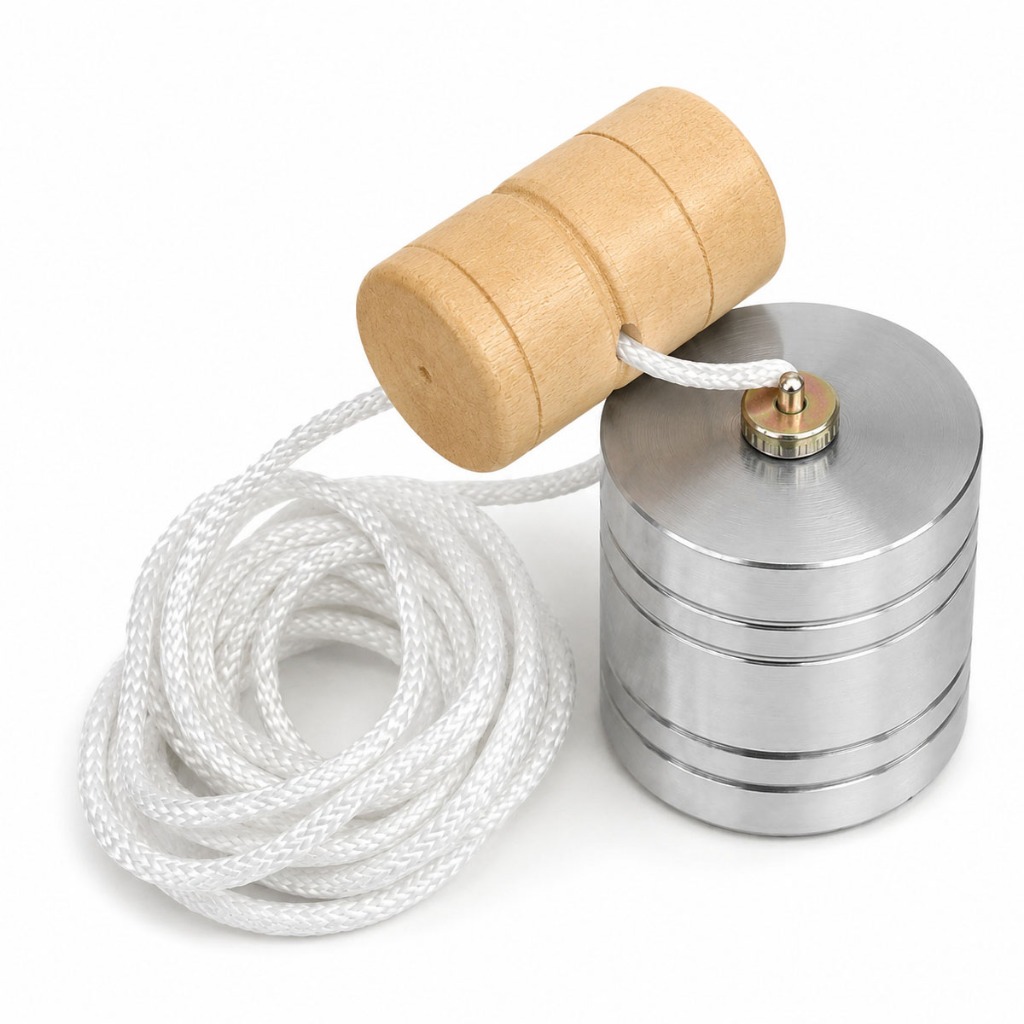 Prumo de Parede Para Pedreiro Profissional Polido 500g Aço Cromado Cordão 2,5m