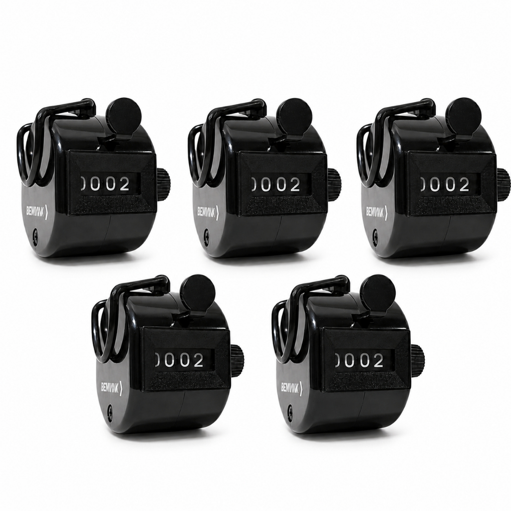 Kit 5 Contadores Manuais Numéricos 4 Dígitos | Contador de Pessoas, Eventos, Estoque e Inventário