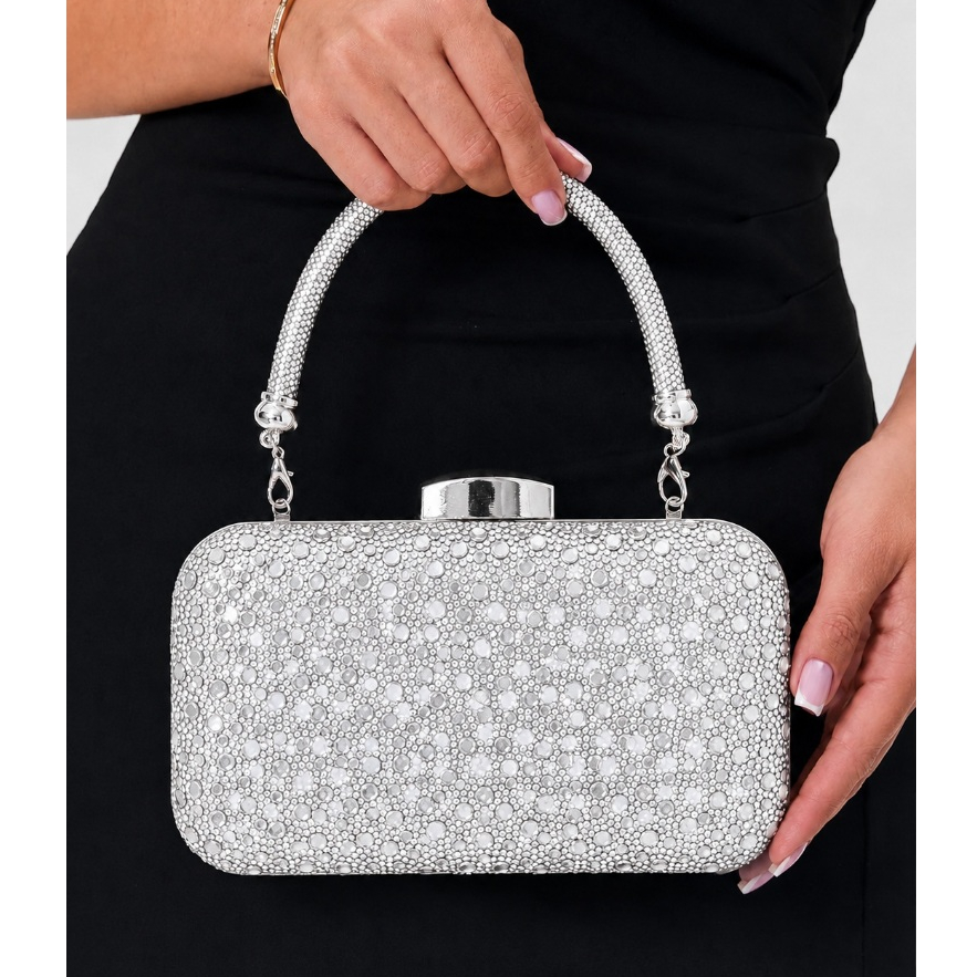 Bolsa De Festa Clutch Prateada Dourada Strass Brilho Para Casamento Madrinhas Luxo