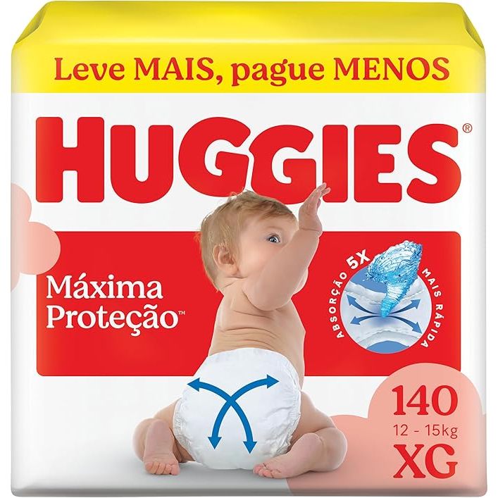 Huggies Fralda Descartável Supreme Care, Tamanho XG, com Tecnologia Xtra-Flex 140 Unidades