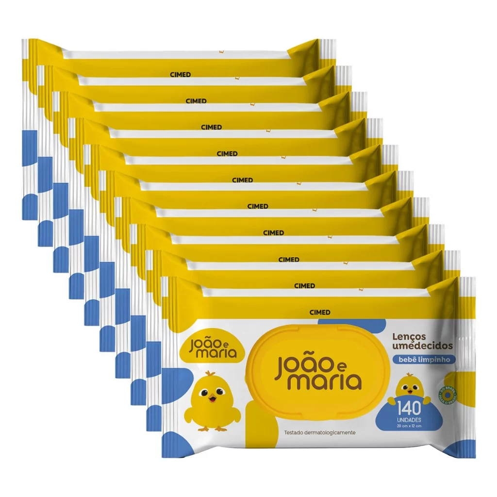 kit 1400 Toalhas Umedecidas João e Maria Bebê Limpinho