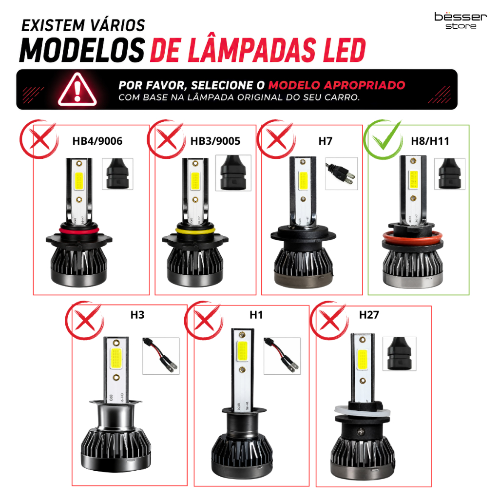 Par Lampada Ultra Led 36w 22000 Lumens Y3 H11 H8 Branco Frio 12v Kit Led Conector H11 H8 6000K · foto 2