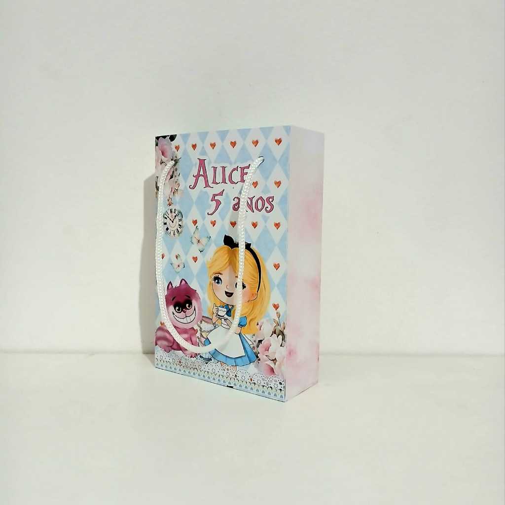 Sacola Personalizada ALICE NO PAÍS DAS MARAVILHA KIDS PEGUE E MONTE  Decoração Lembrancinhas  Aniversário Festa Infantil