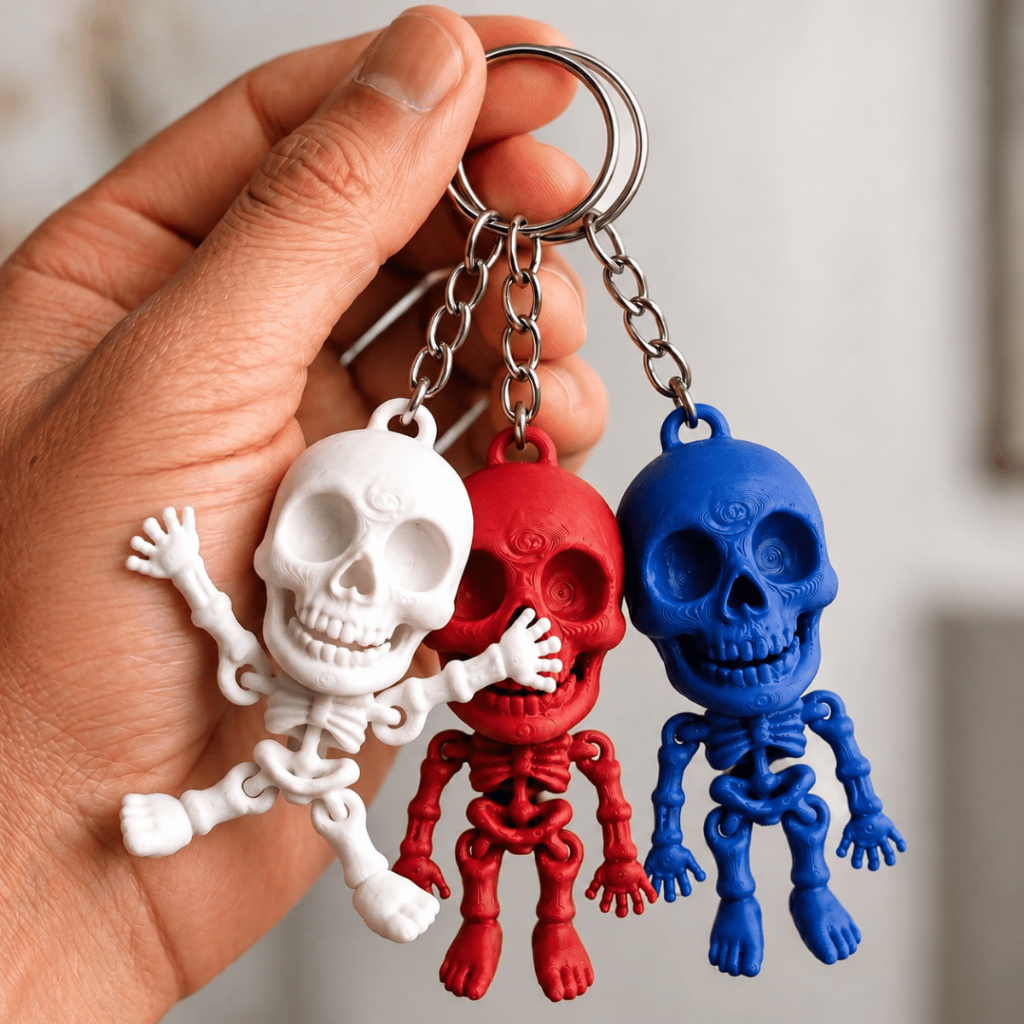 Kit 1, 3, 5, 12, 20 Mini Esqueleto Caveira Articulado Brinquedo Chaveiro Fidget Toy Novidade Halloween Presente Natal
